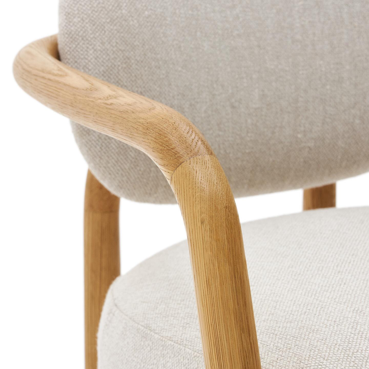 Kave Home Fauteuil 'Melqui' Eikenhout, kleur Beige