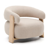 Kave Home Fauteuil 'Granite' Chenille en essenhout, kleur Beige/Naturel