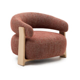 Kave Home Fauteuil 'Granite' Chenille en essenhout, kleur Terracotta