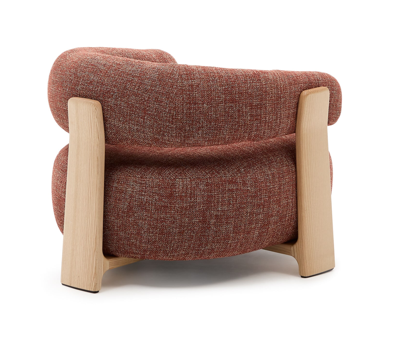 Kave Home Fauteuil 'Granite' Chenille en essenhout, kleur Terracotta