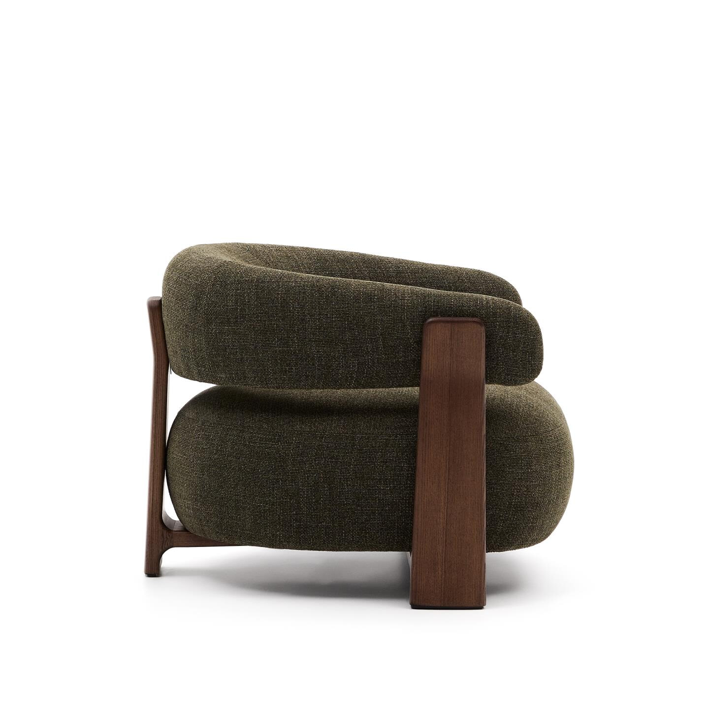 Kave Home Fauteuil 'Granite' Chenille en essenhout, kleur Groen