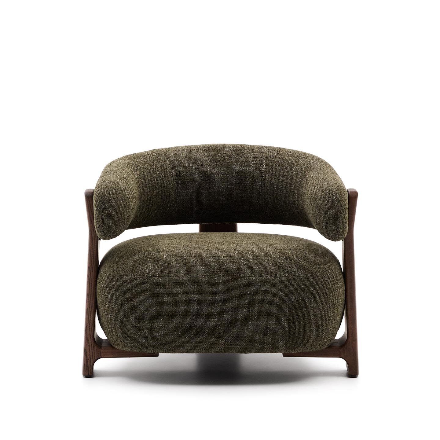 Kave Home Fauteuil 'Granite' Chenille en essenhout, kleur Groen