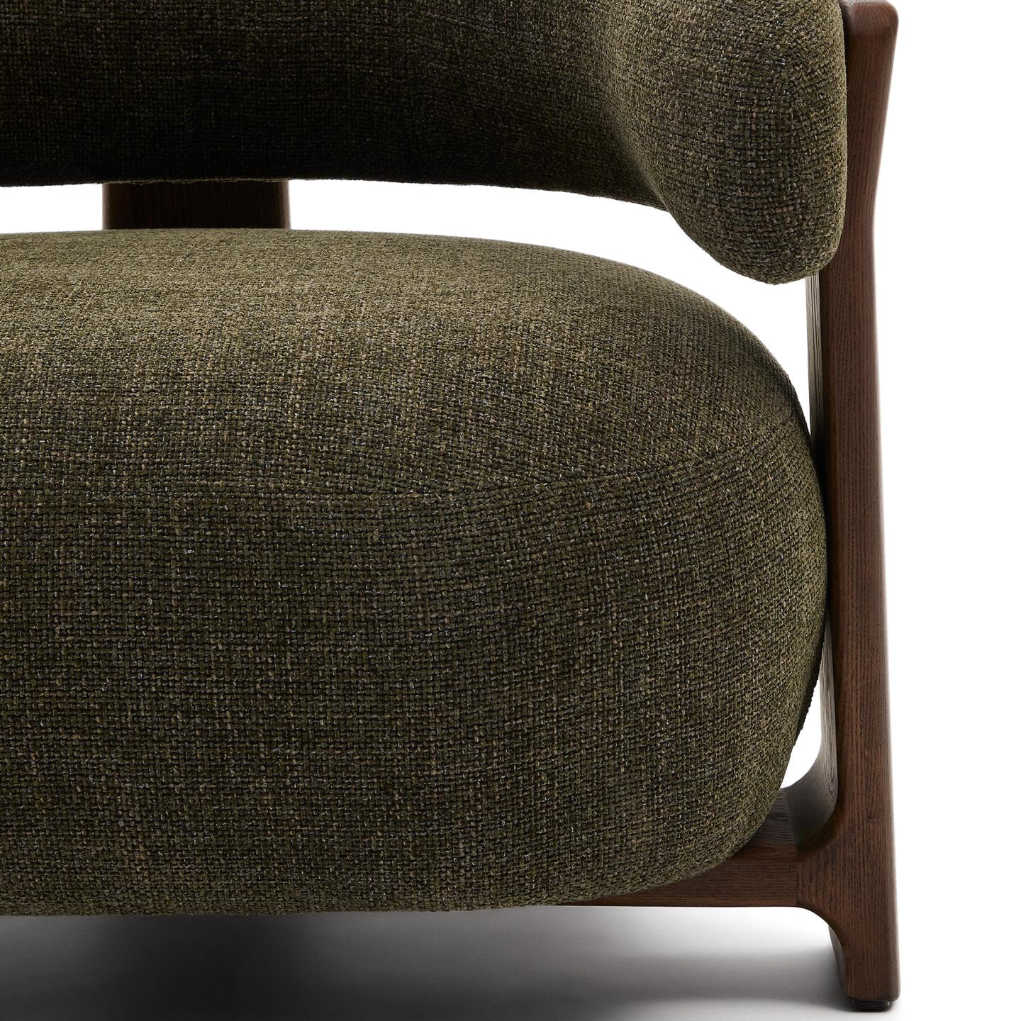 Kave Home Fauteuil 'Granite' Chenille en essenhout, kleur Groen