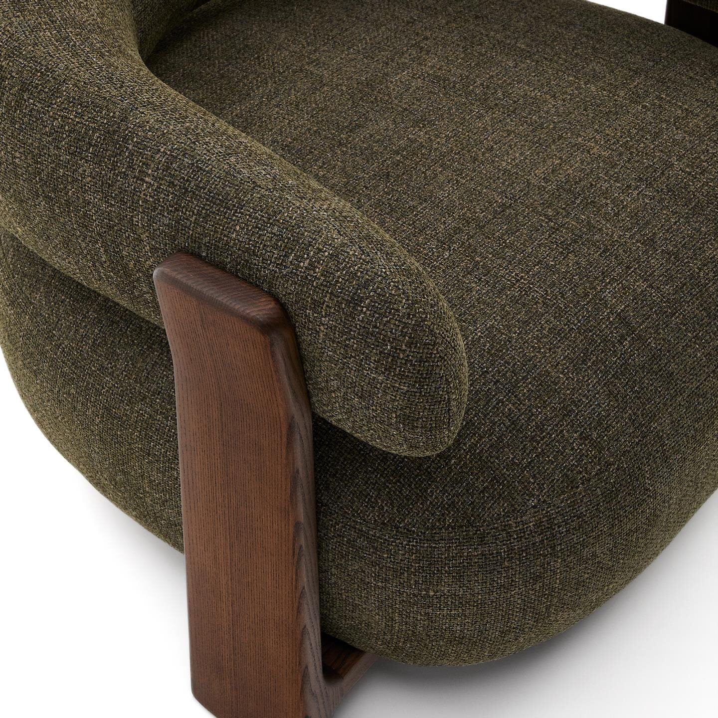 Kave Home Fauteuil 'Granite' Chenille en essenhout, kleur Groen