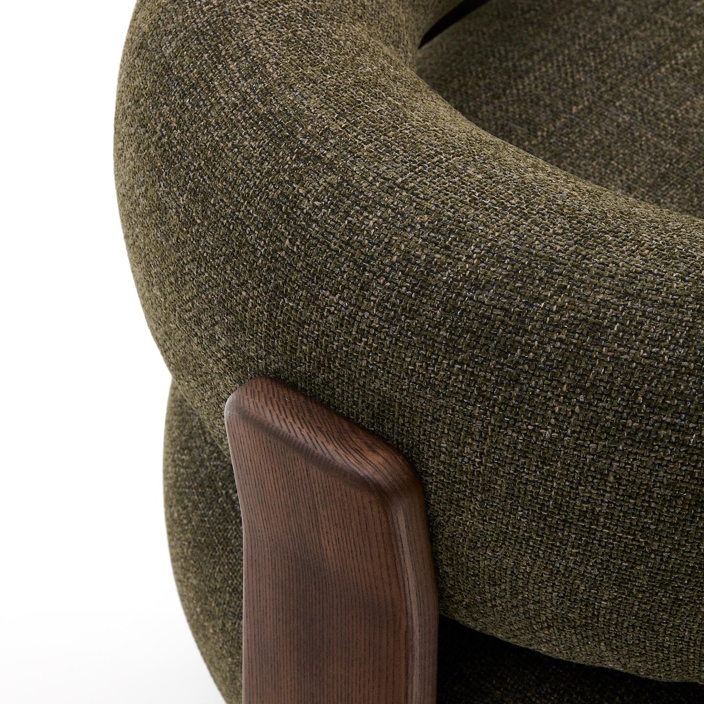 Kave Home Fauteuil 'Granite' Chenille en essenhout, kleur Groen
