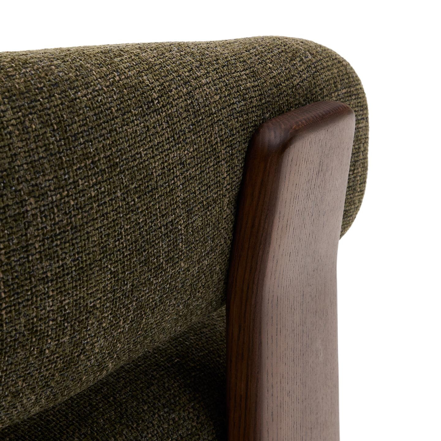 Kave Home Fauteuil 'Granite' Chenille en essenhout, kleur Groen