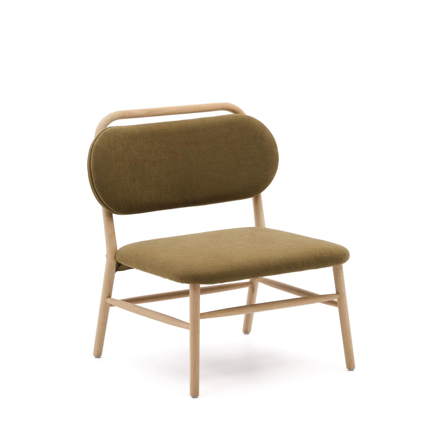 Kave Home Fauteuil 'Helda' Chenille en eikenhout, kleur Groen