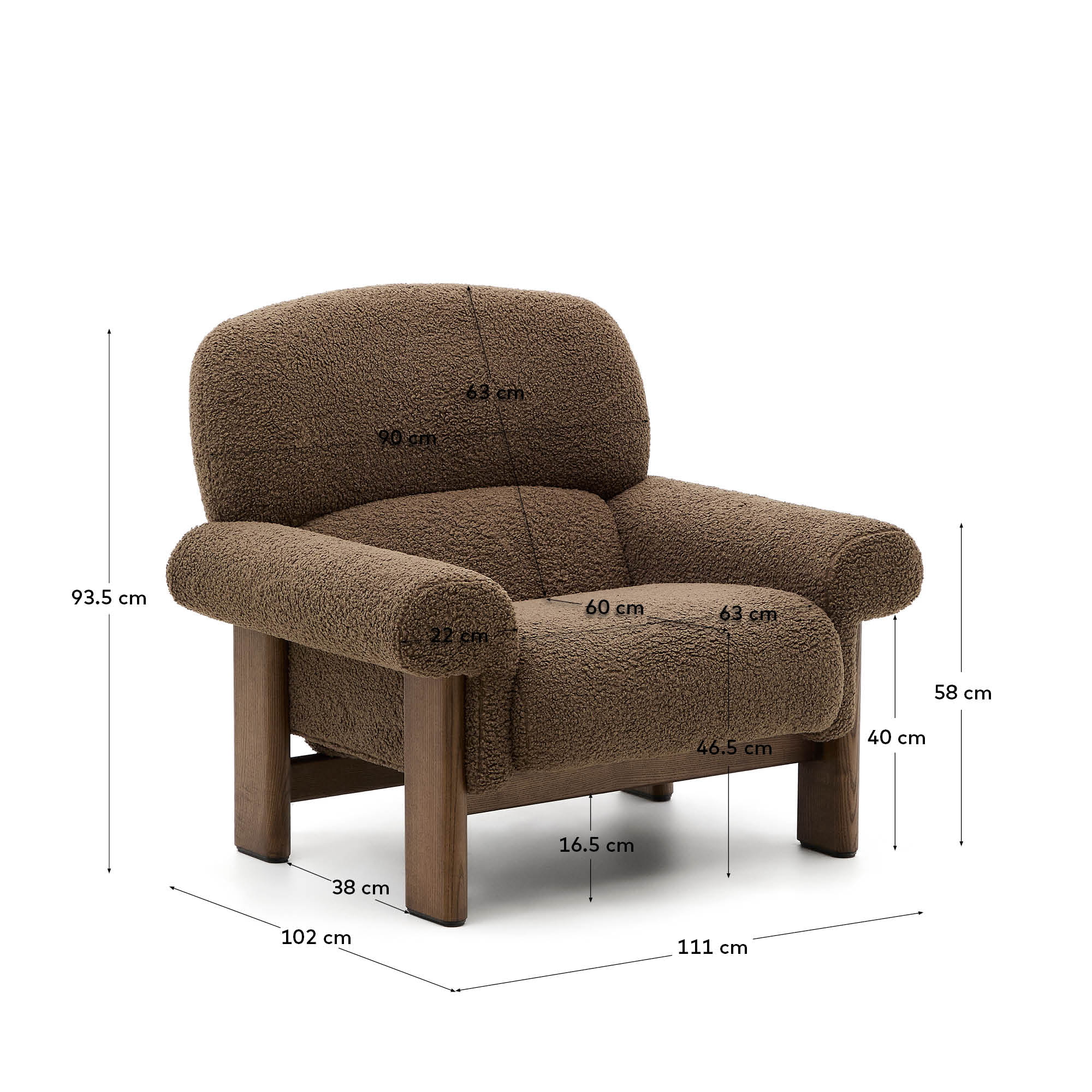 Kave Home Fauteuil 'Cabana' Bouclé, kleur Taupe