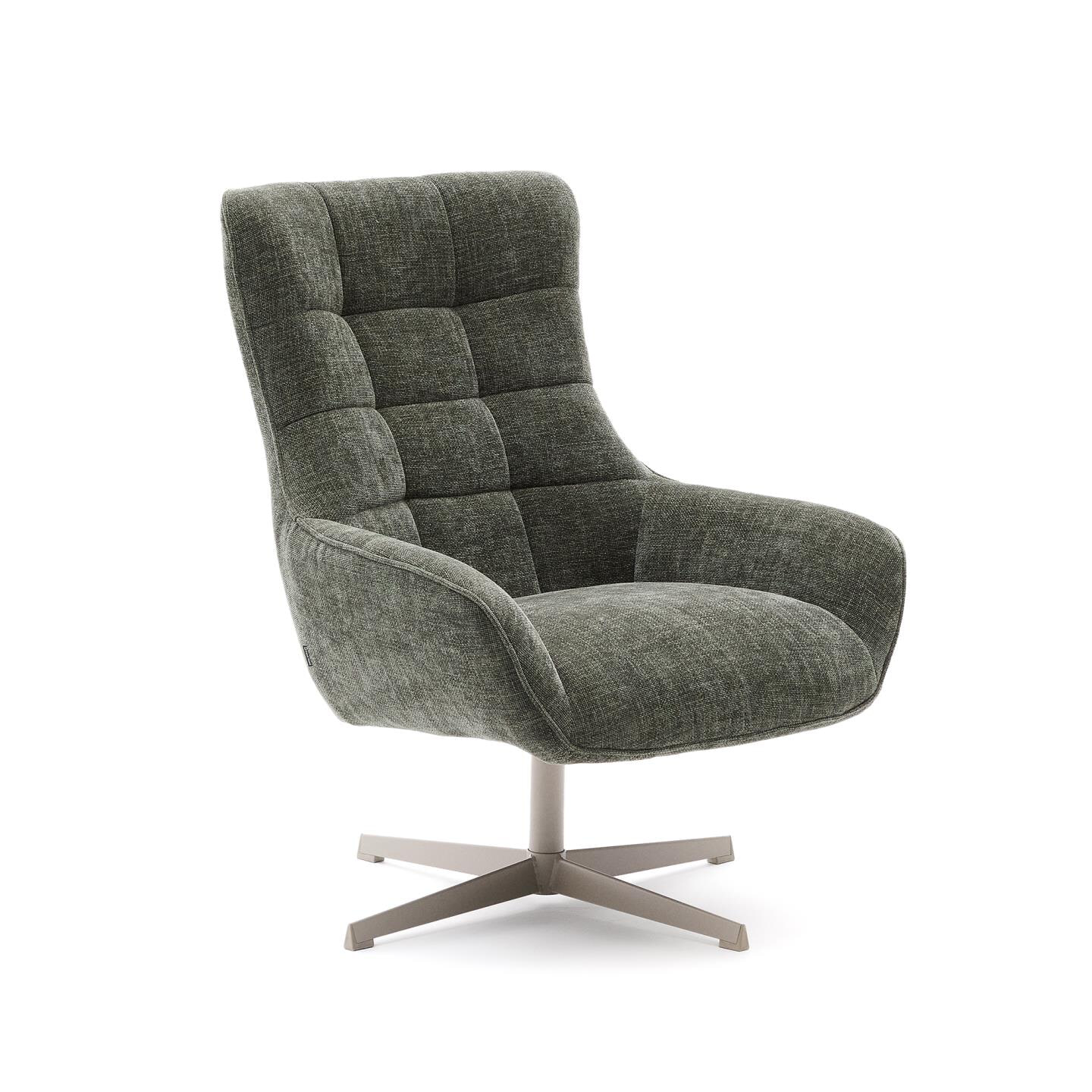 Kave Home Draaifauteuil Teryl Chenille - Donkergroen