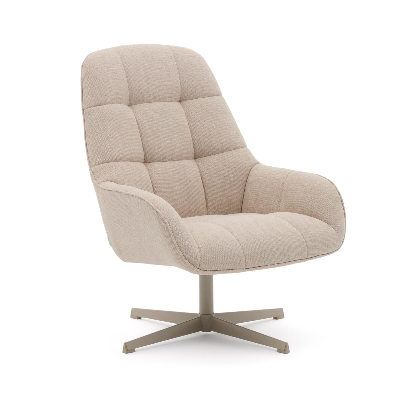 Kave Home Draaifauteuil 'Jaspe' Structuurstof, kleur Beige