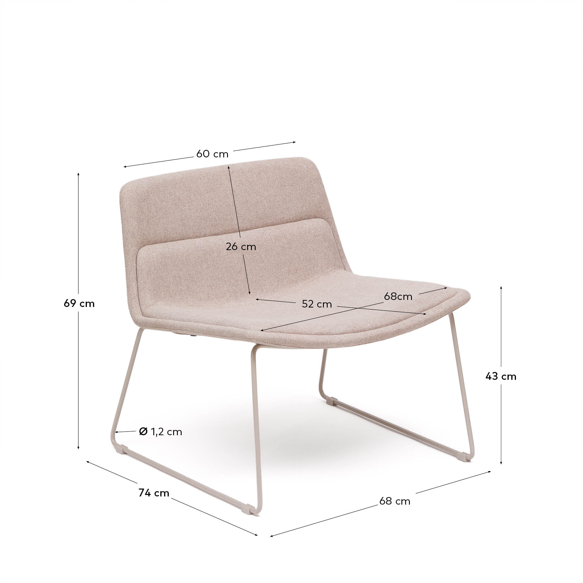 Kave Home Fauteuil 'Zahara' kleur Beige