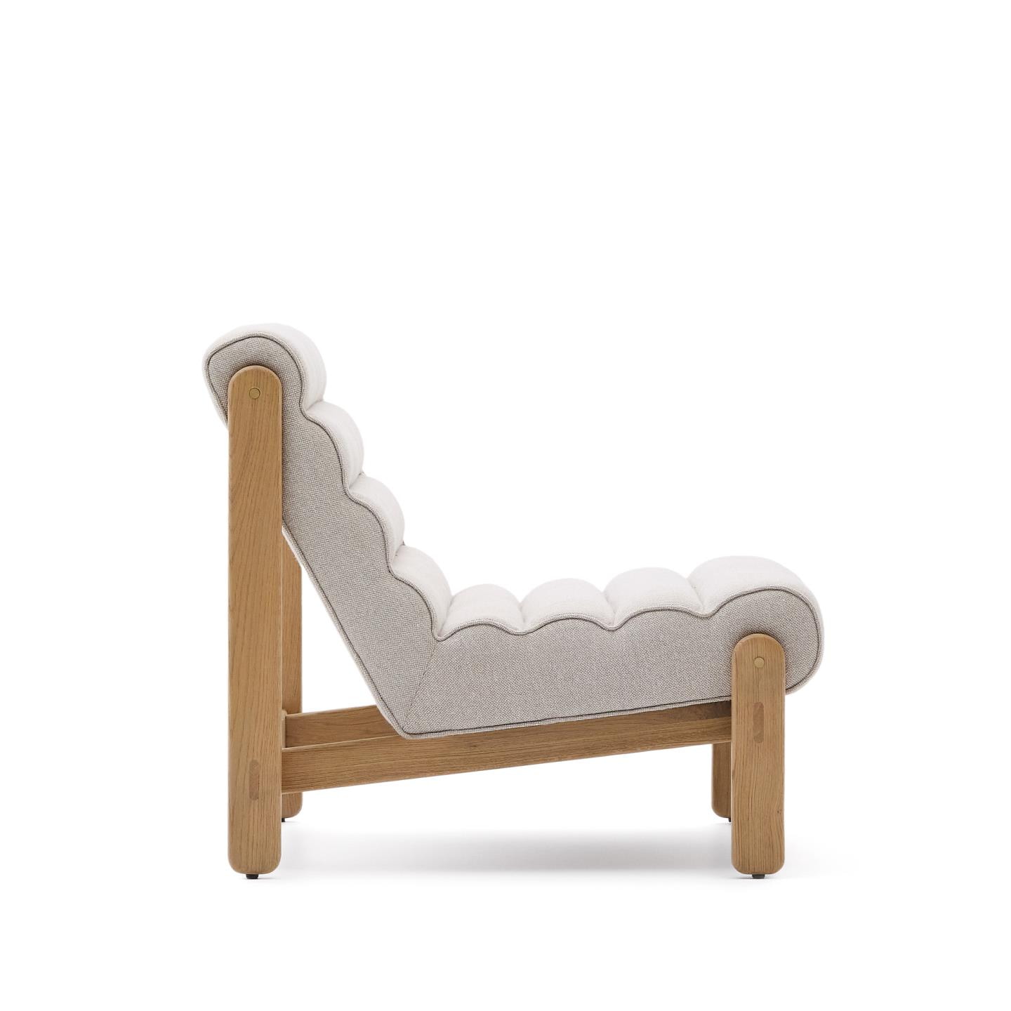 Kave Home Fauteuil 'Magira' Structuurstof en eikenhout, kleur Beige
