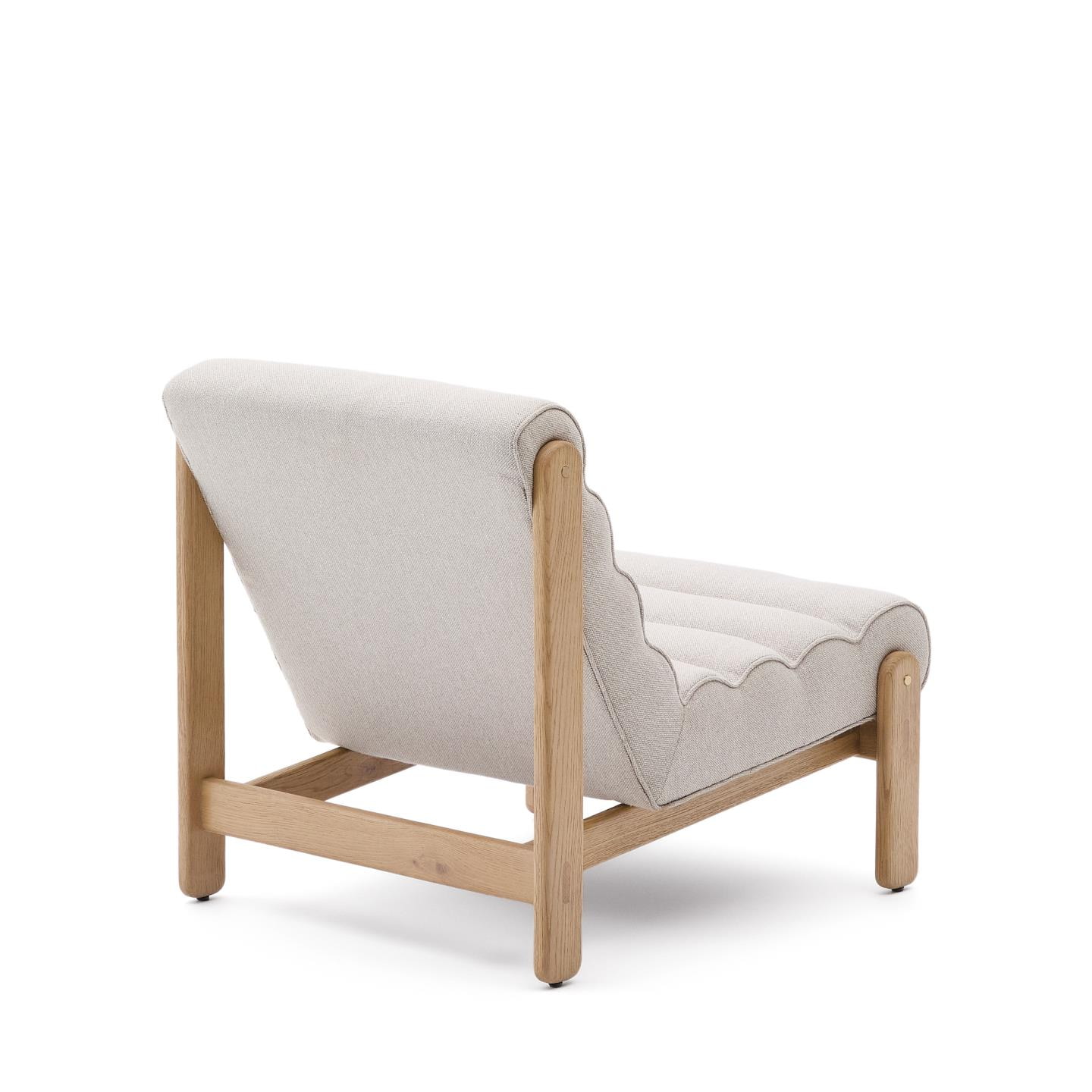 Kave Home Fauteuil 'Magira' Structuurstof en eikenhout, kleur Beige