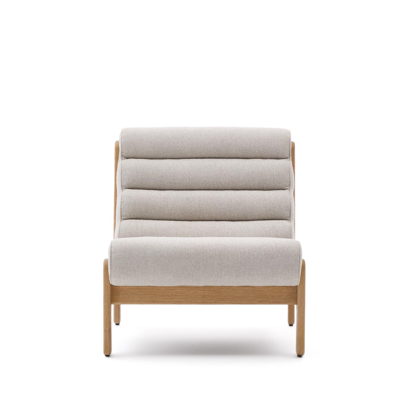 Kave Home Fauteuil 'Magira' Structuurstof en eikenhout, kleur Beige