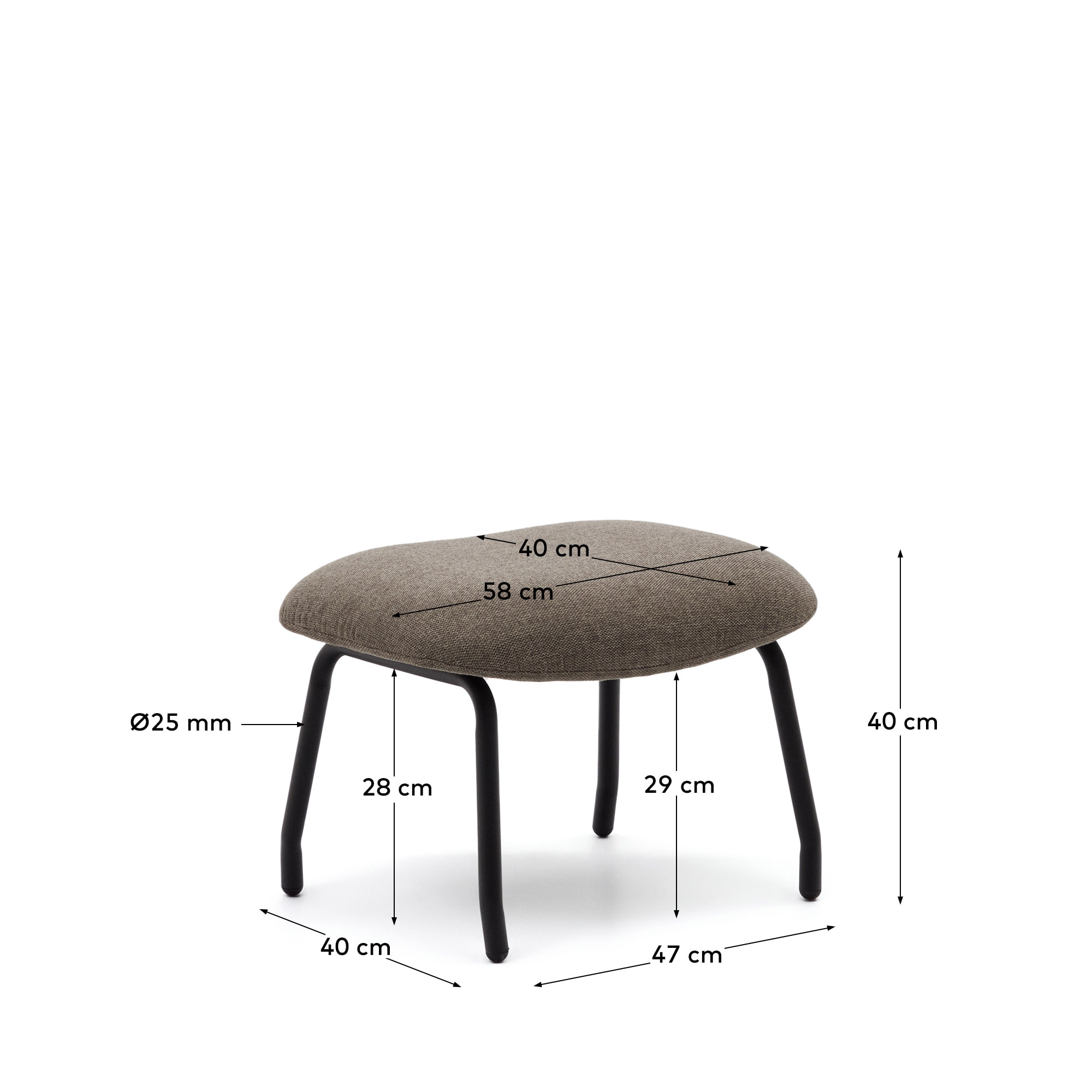 Kave Home Hocker 'Belina' Chenille, kleur Lichtbruin