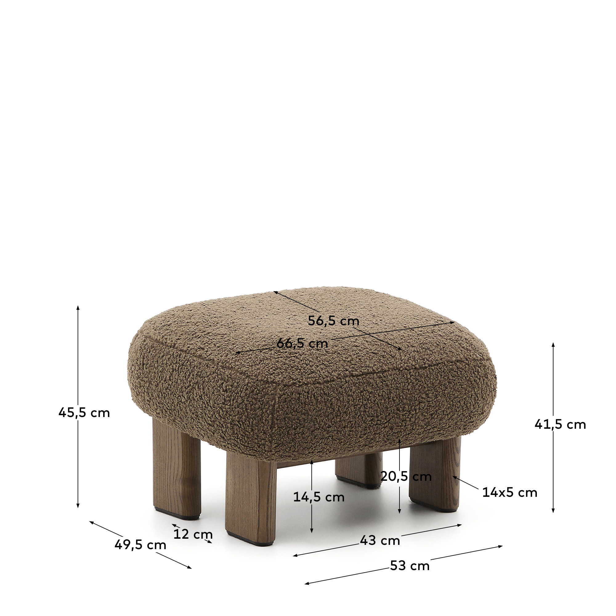 Kave Home Hocker 'Cabana' Bouclé, kleur Taupe