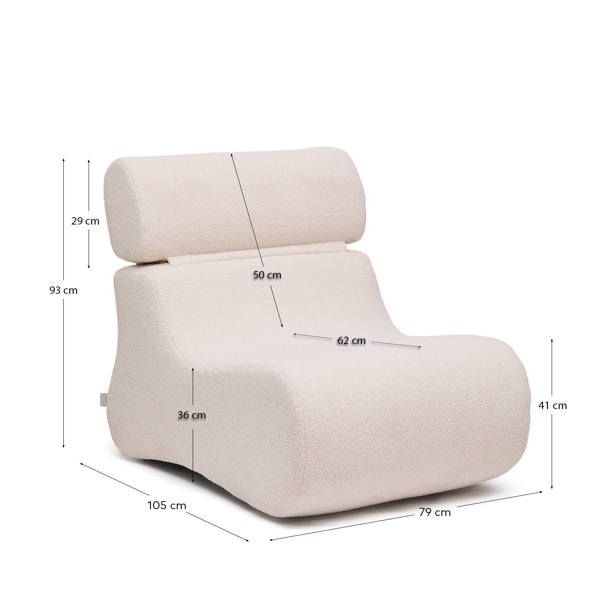 Kave Home Fauteuil 'Club' Bouclé, kleur Naturel
