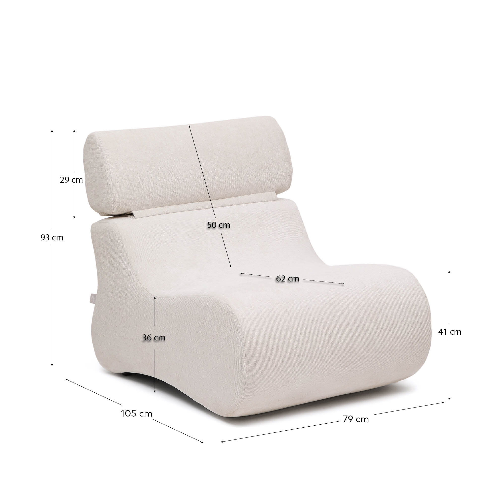Kave Home Fauteuil 'Club' Chenille, kleur Naturel