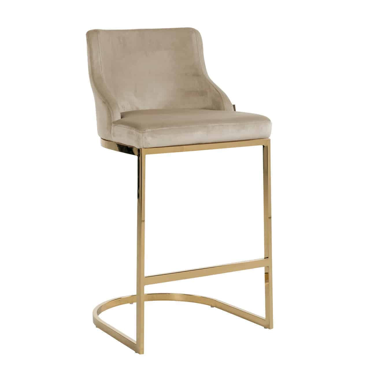 Richmond Barstoel 'Bolton' Velvet, kleur Khaki / Goud (zithoogte 75cm) Richmond Barstoel 'Bolton' Velvet, kleur Khaki / Goud (zithoogte 75cm)
