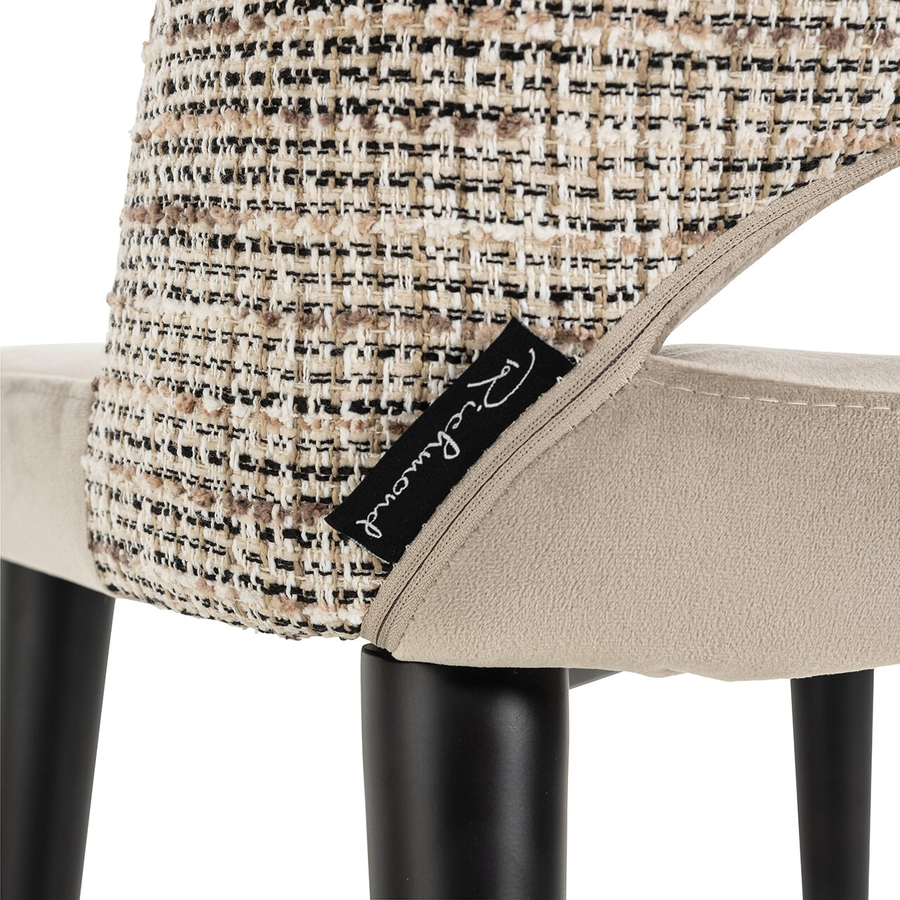 Richmond Eetkamerstoel 'Tabitha' Velvet en stof, kleur Khaki/Naturel