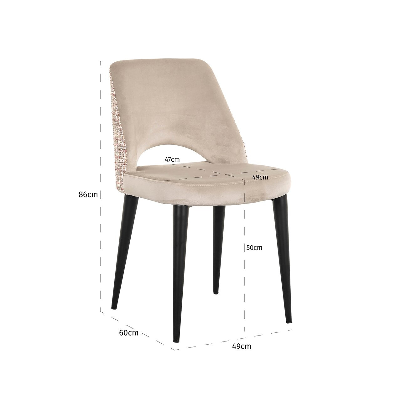 Richmond Eetkamerstoel 'Tabitha' Velvet en stof, kleur Khaki/Rose