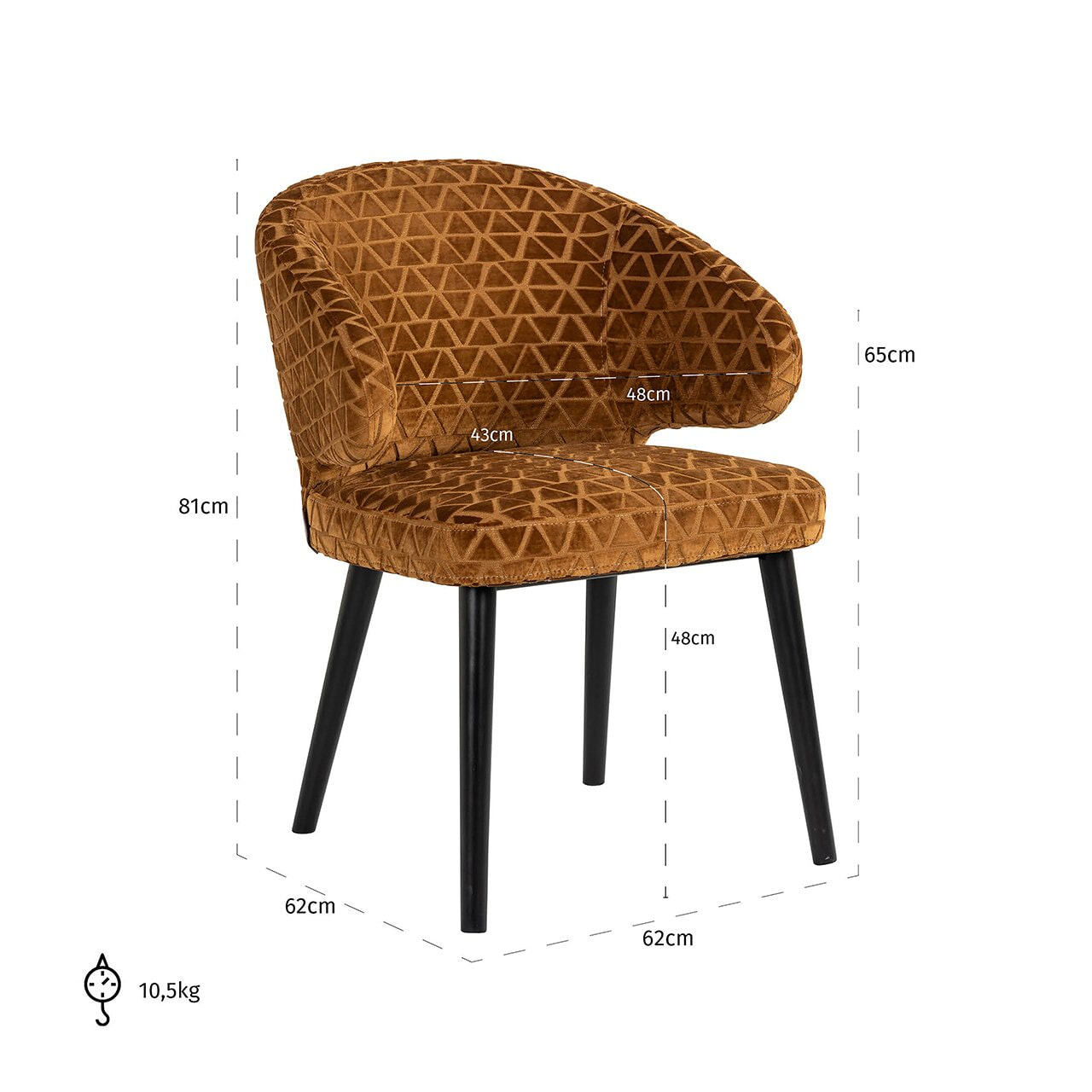 Richmond Eetkamerstoel 'Indigo' Triangle, kleur Goud