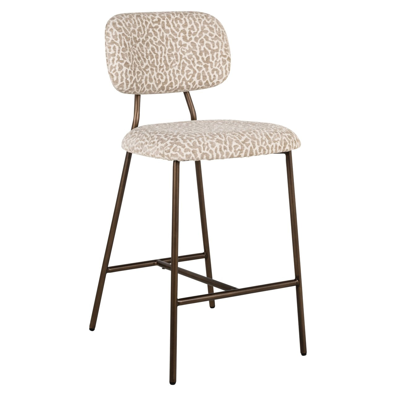 Richmond Interiors Richmond Barstoel Xenia Leopard stof - Beige (zithoogte 66cm)