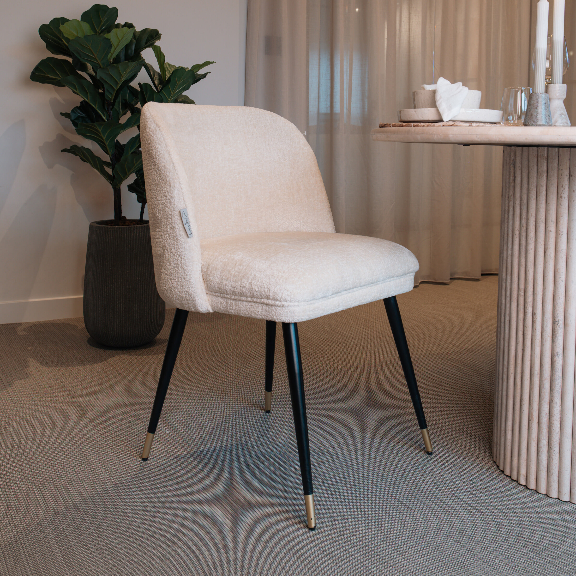 Richmond Eetkamerstoel Alicia Chenille - Wit