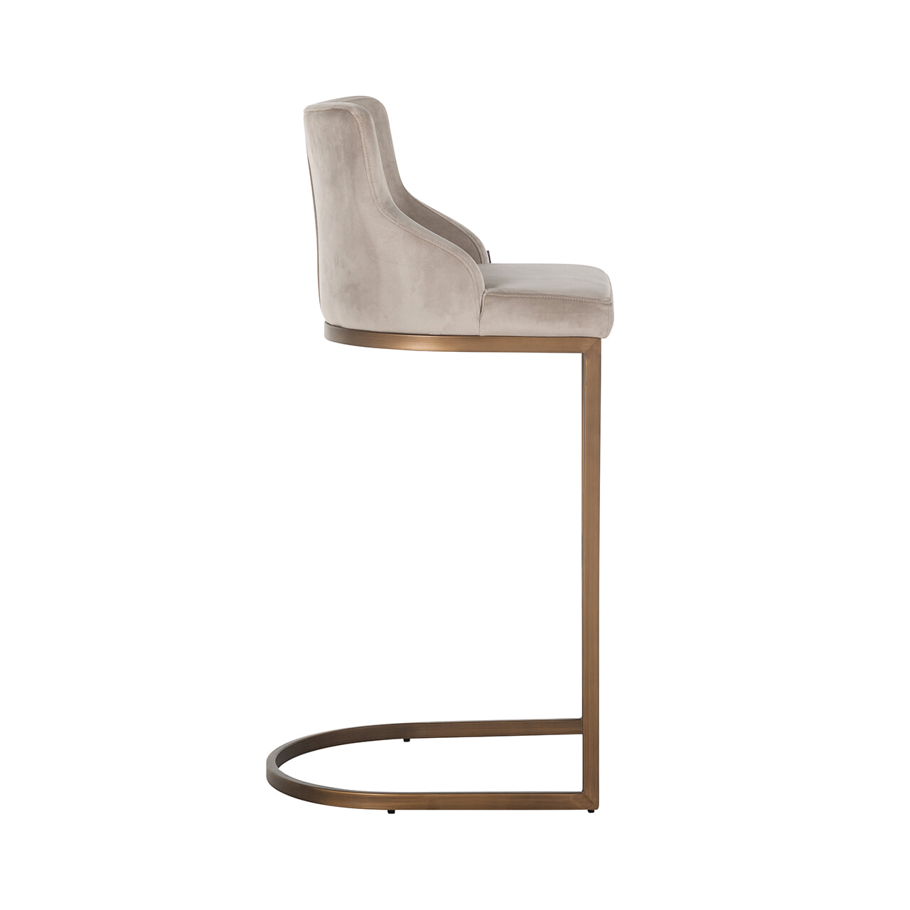 Richmond Barstoel 'Bolton' Velvet, kleur Khaki (zithoogte 77cm)