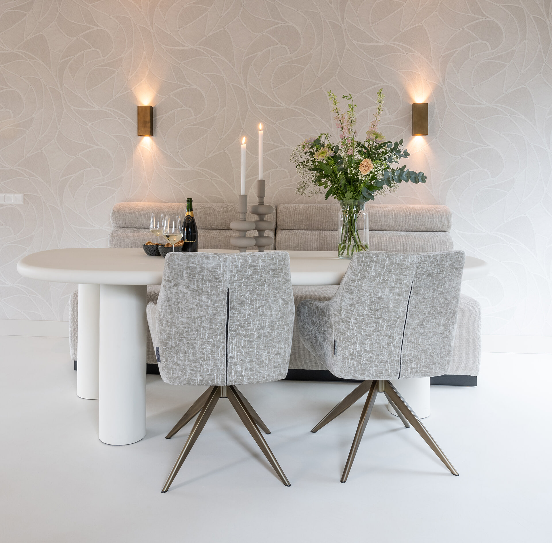 Richmond Organische Eettafel 'Bloomstone' 230 x 117cm, kleur Wit