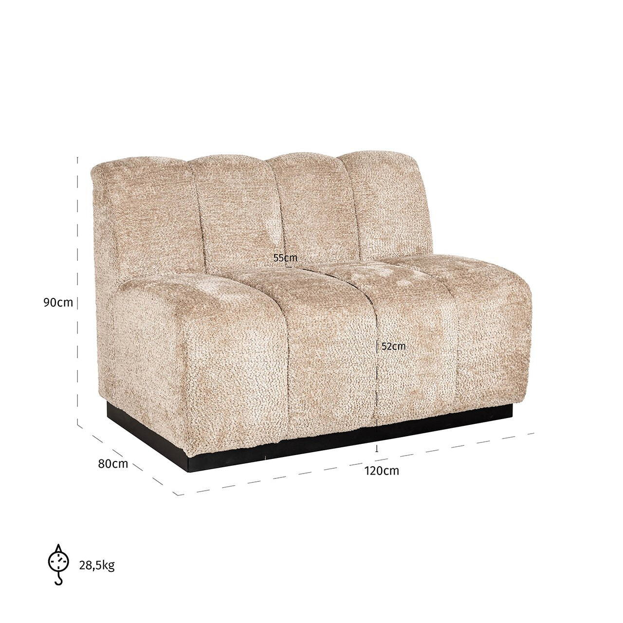 Richmond Eetkamerbank 'Hillpark' Chenille, kleur Beige