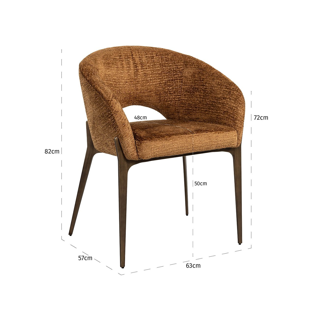 Richmond Eetkamerstoel 'Kenzi' Chenille, kleur Cognac