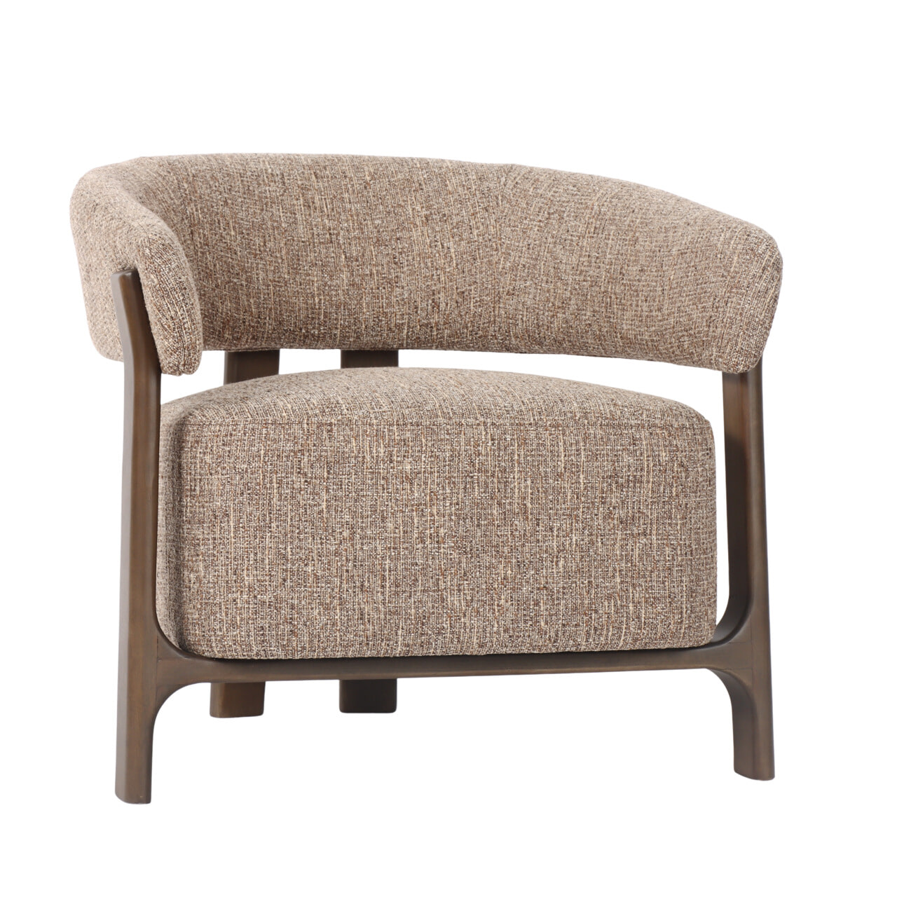 Richmond Fauteuil 'Dalara' Tweed stof en beukenhout, kleur Bruin