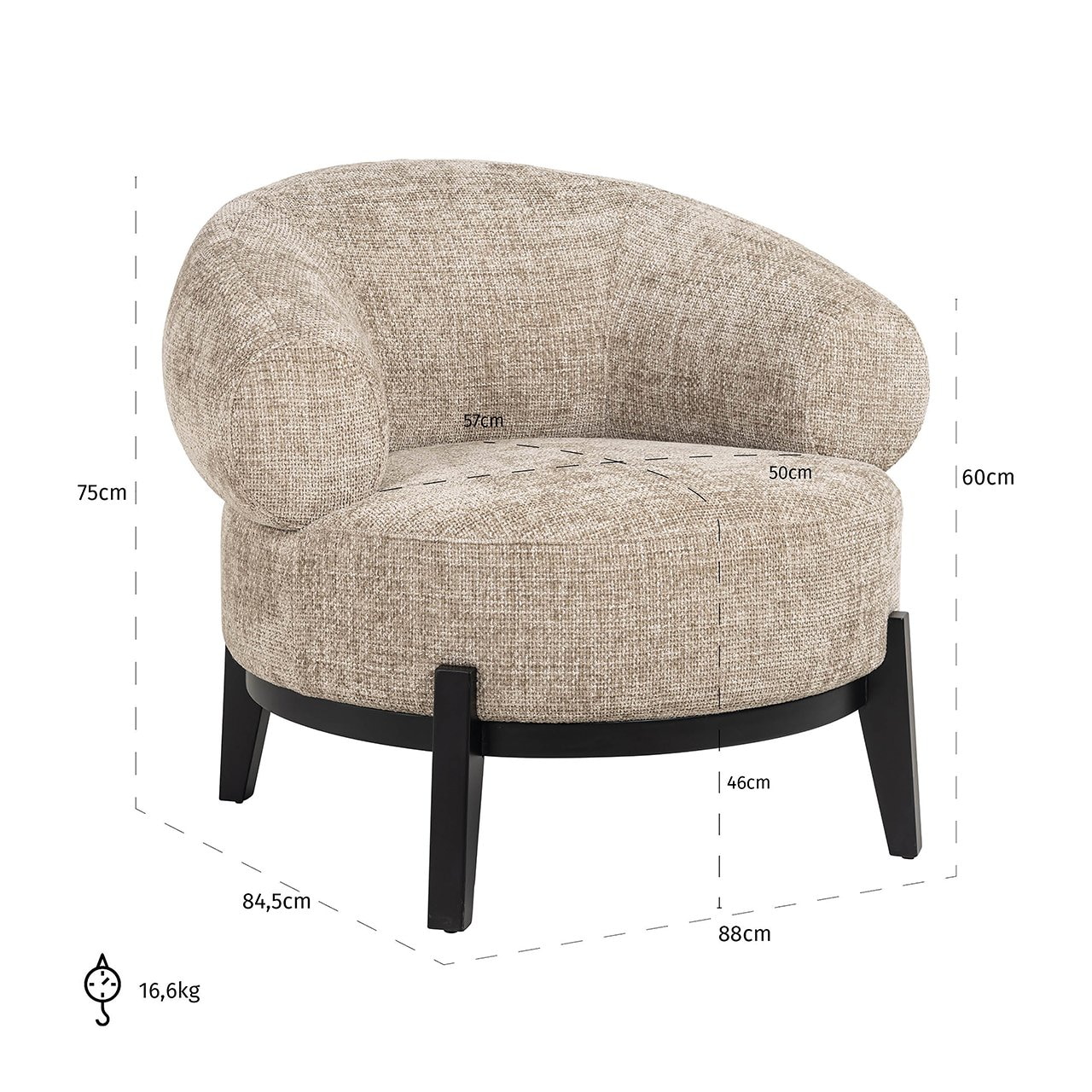 Richmond Fauteuil 'Montana' Chenille, kleur Desert