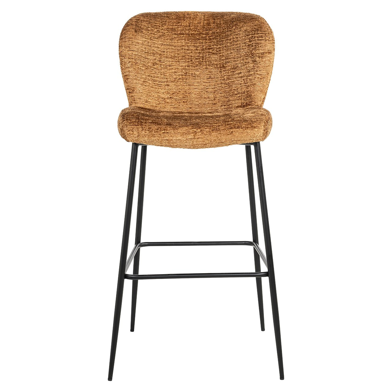 Richmond Barstoel 'Darby' Chenille, kleur Cognac (zithoogte 76cm)