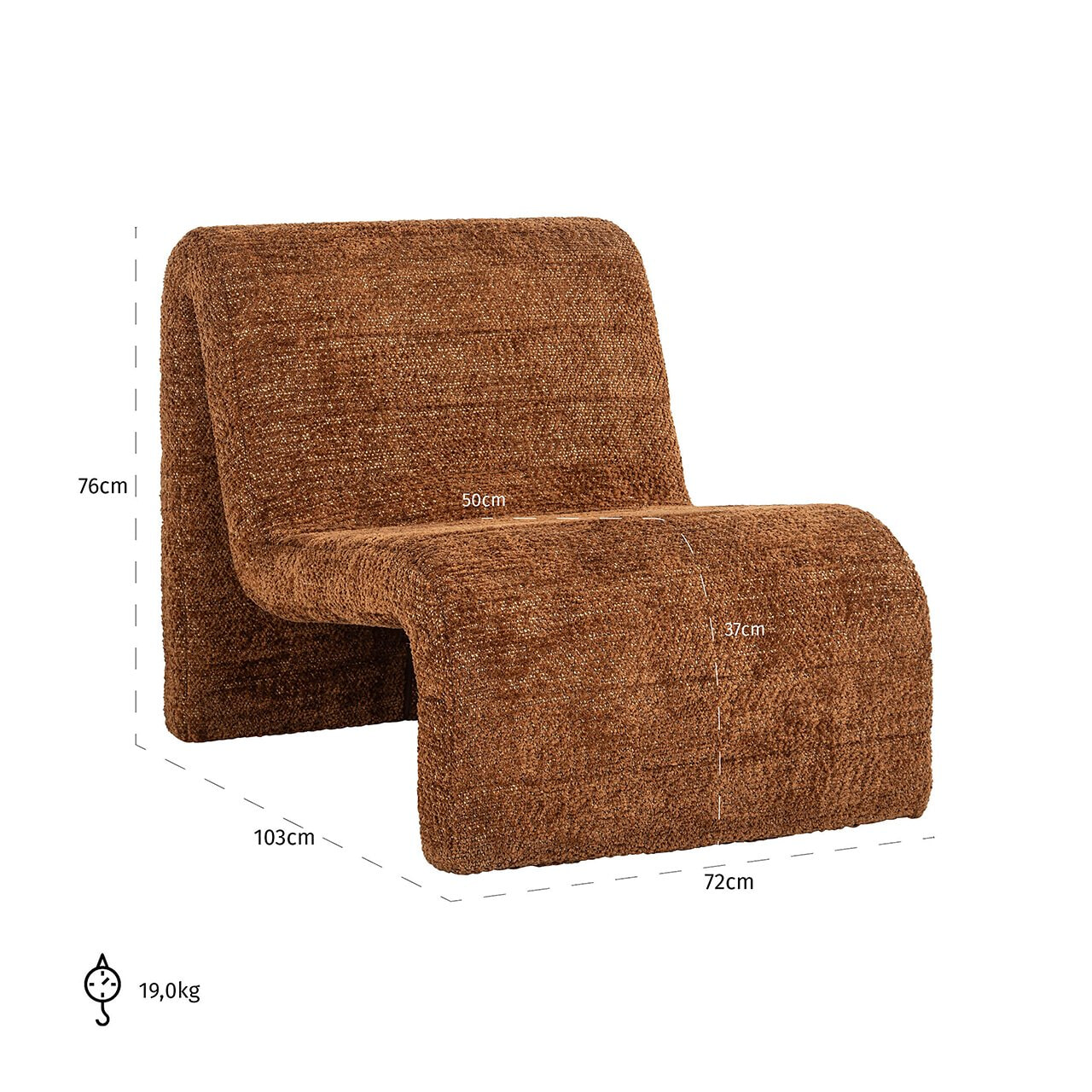 Richmond Fauteuil 'Kelly' Chenille, kleur Cinnamon