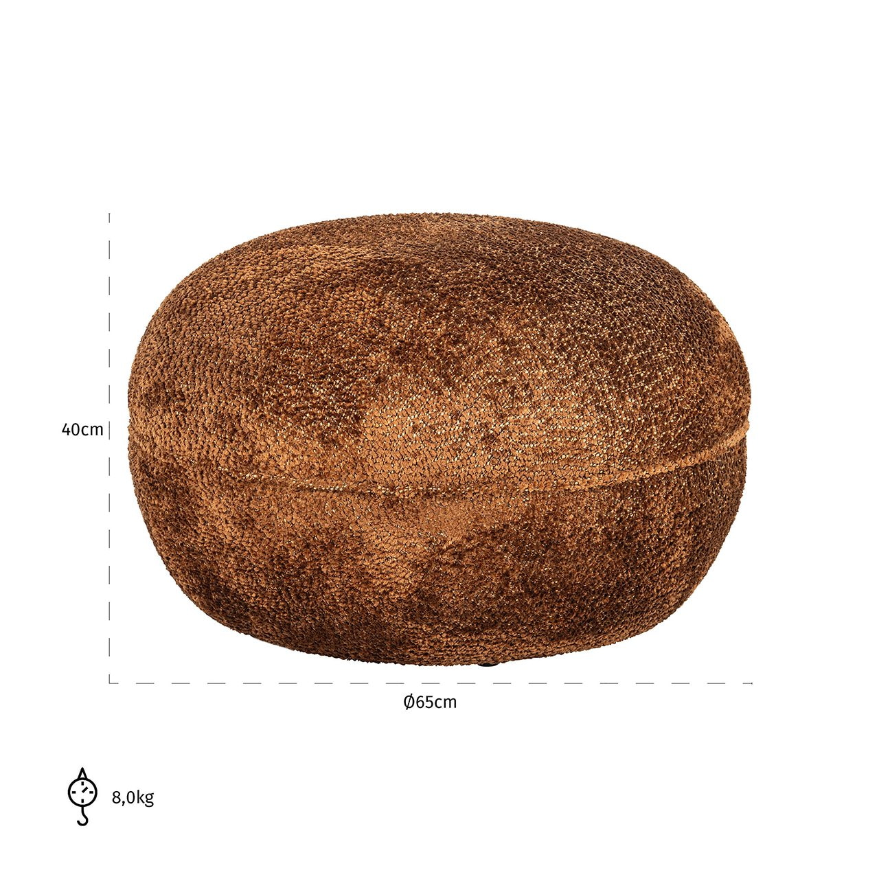 Richmond Poef 'Jace' Chenille, kleur Cinnamon