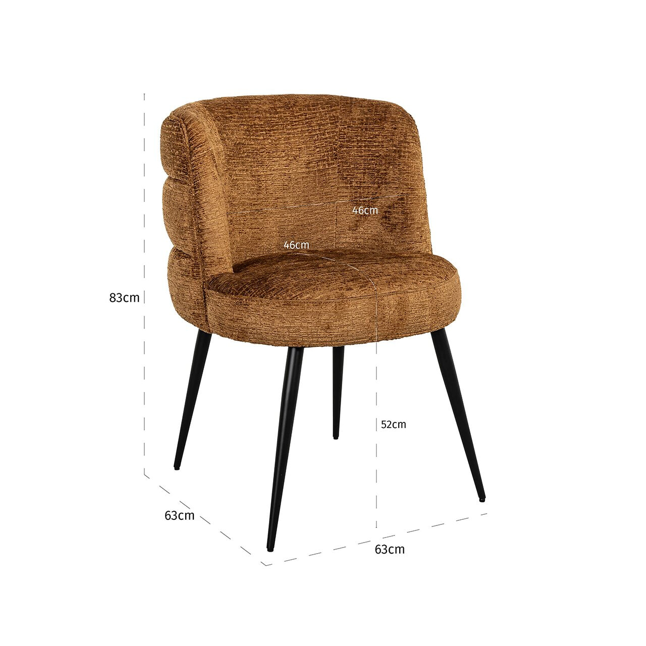 Richmond Eetkamerstoel 'Stella' Chenille, kleur Cognac