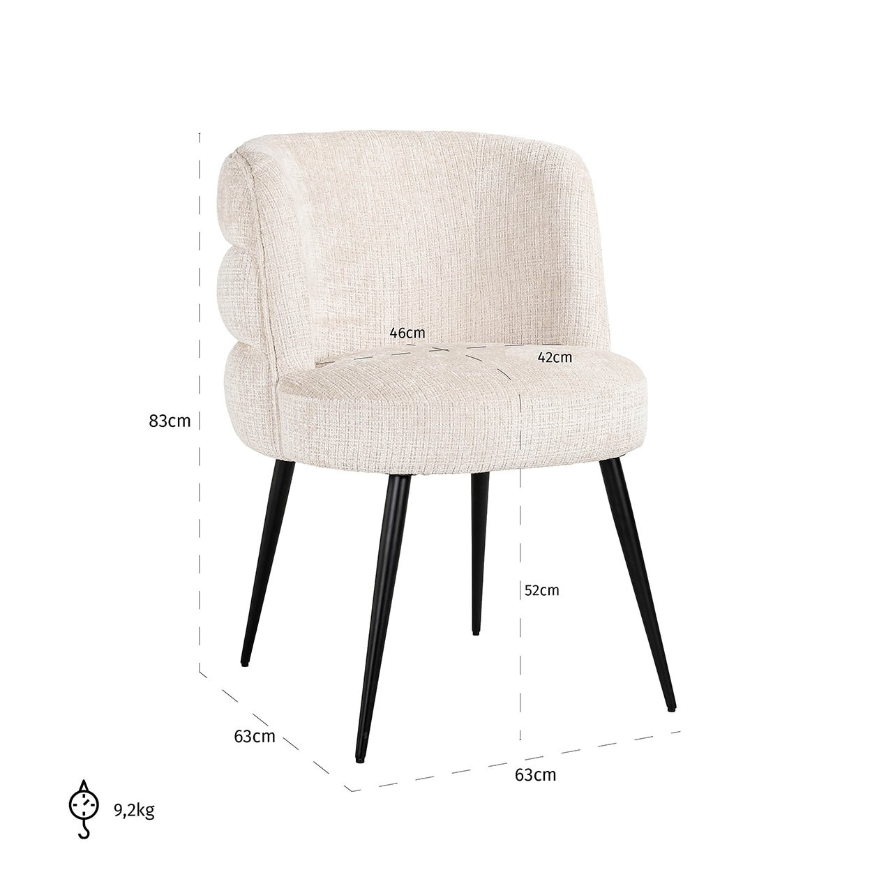 Richmond Eetkamerstoel 'Stella' Chenille, kleur Beige