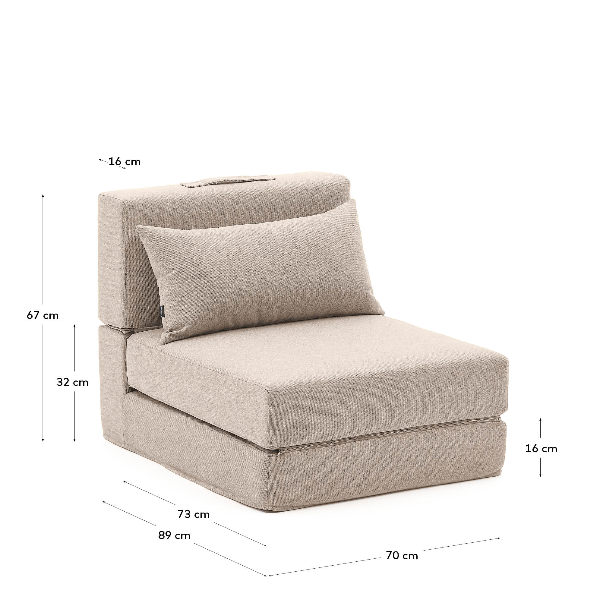 Kave Home Vouwbed 'Arty' 70 x 200cm, kleur Beige