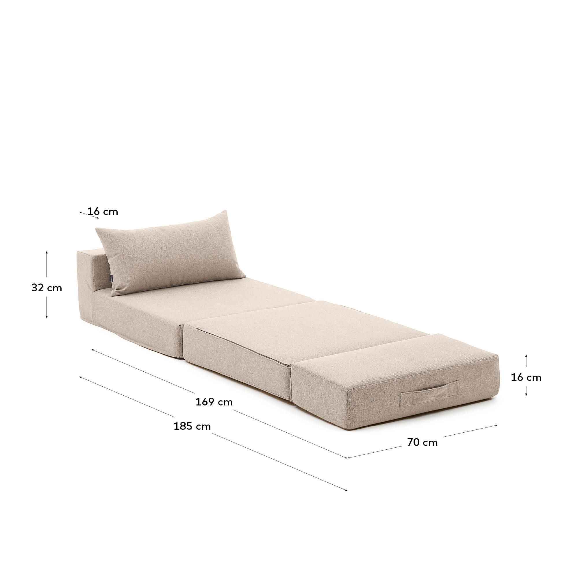 Kave Home Vouwbed 'Arty' 70 x 200cm, kleur Beige
