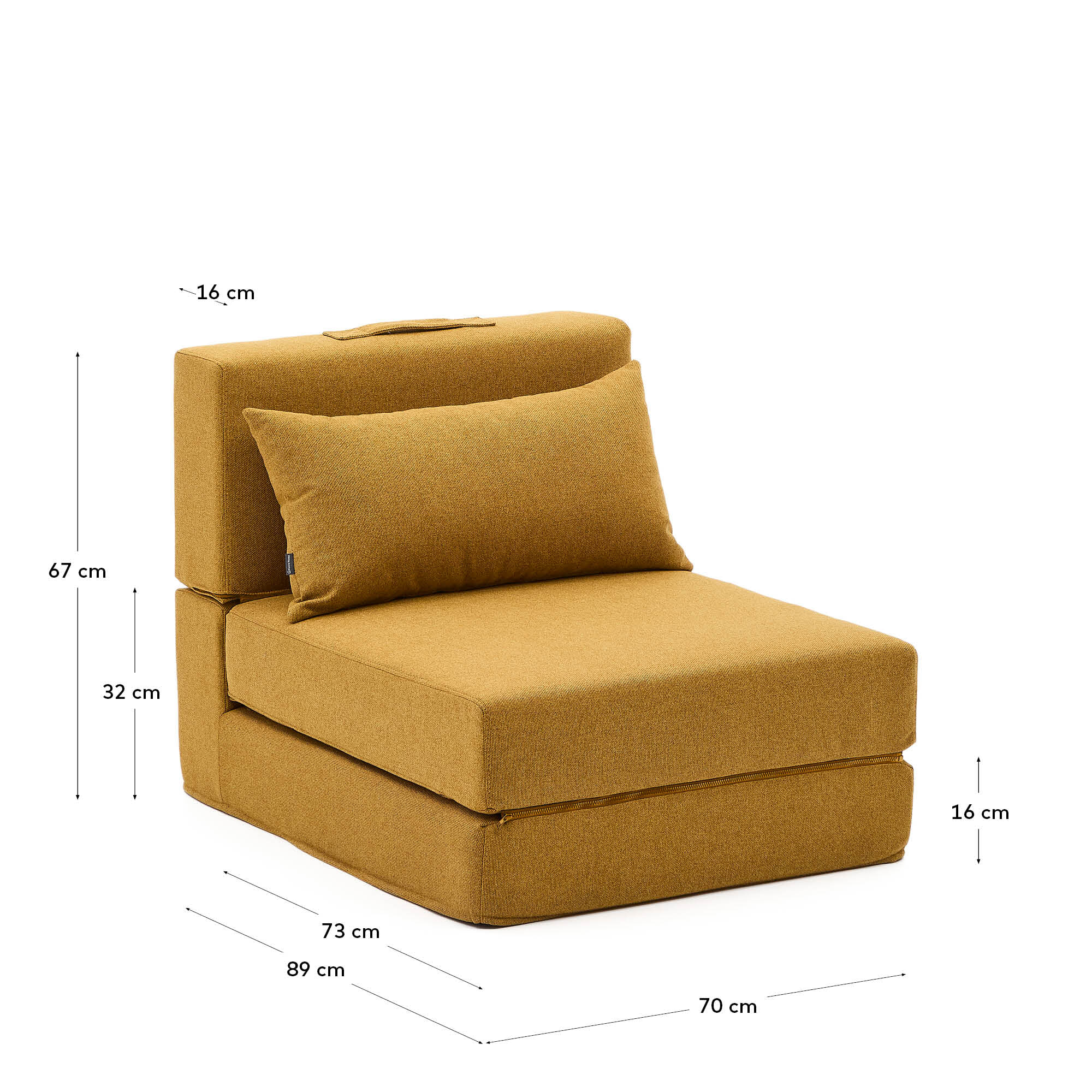Kave Home Vouwbed 'Arty' 70 x 200cm, kleur Mosterdgeel