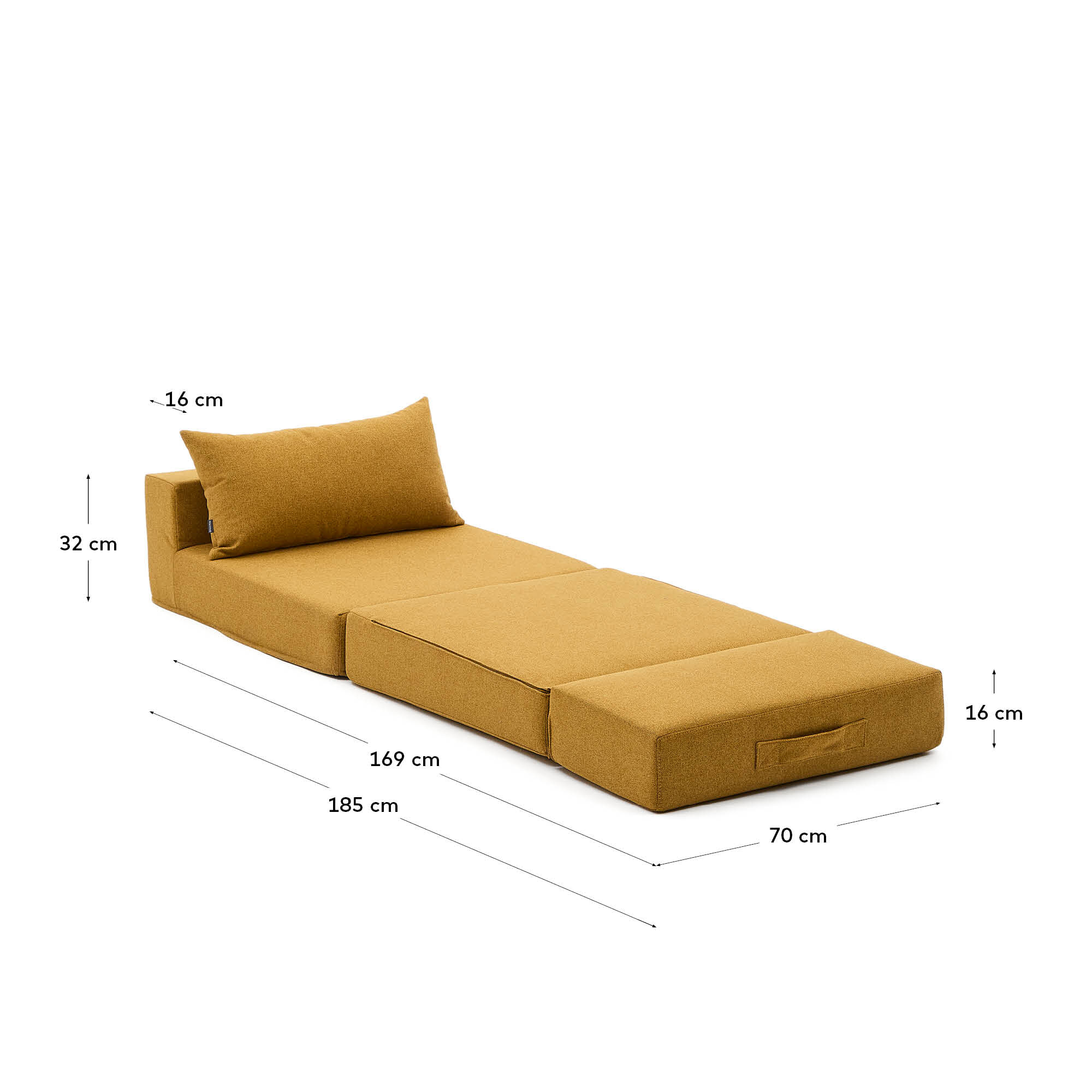 Kave Home Vouwbed 'Arty' 70 x 200cm, kleur Mosterdgeel