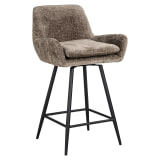 Richmond Draaibare Barstoel 'Linsey' Chenille, kleur Stone (zithoogte 68cm)
