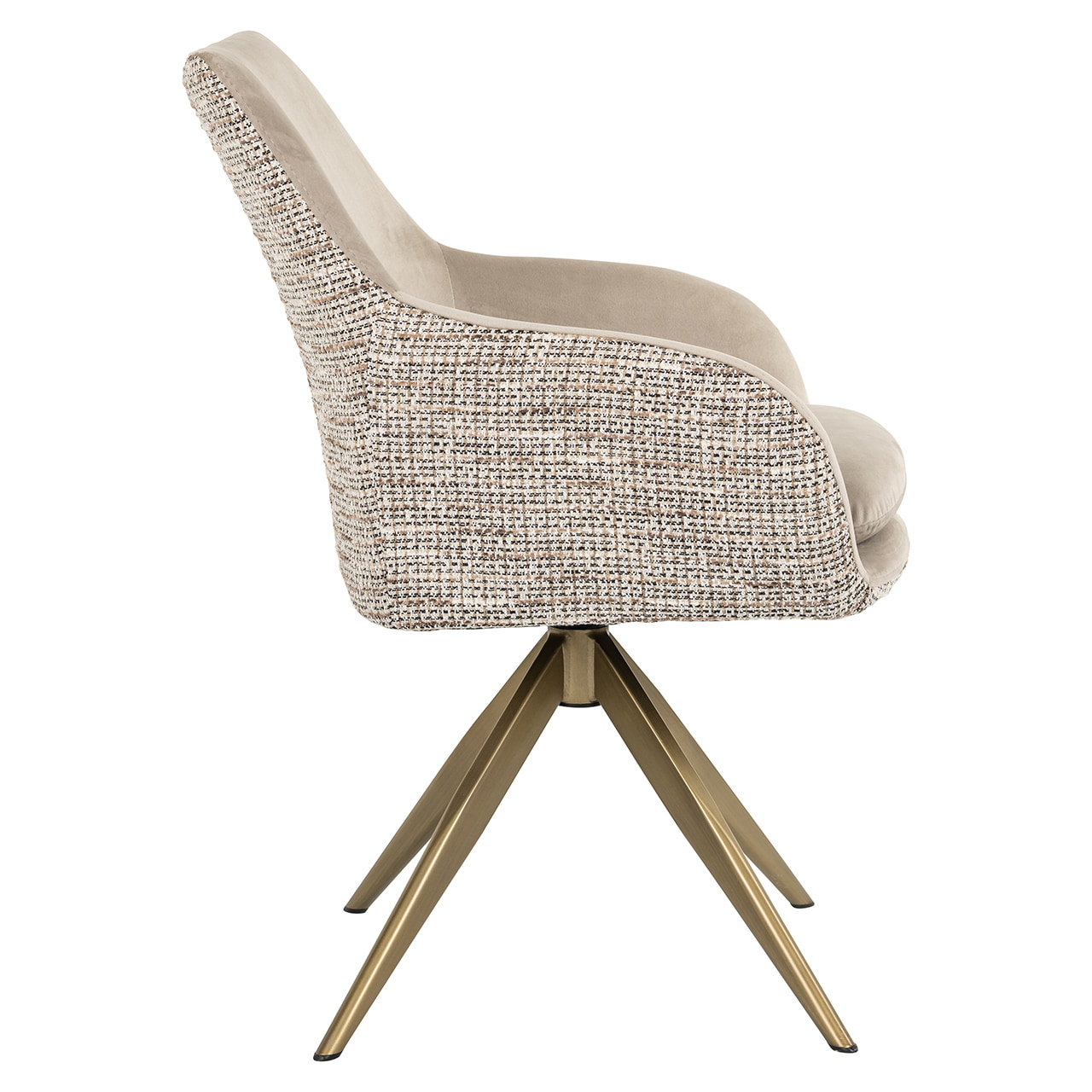 Richmond Draaibare Eetkamerstoel 'Lisonne' Velvet en Trendy stof, kleur Khaki/Naturel