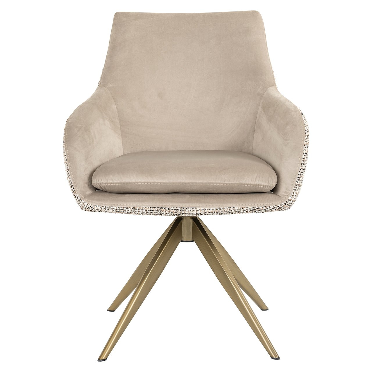 Richmond Draaibare Eetkamerstoel 'Lisonne' Velvet en Trendy stof, kleur Khaki/Naturel
