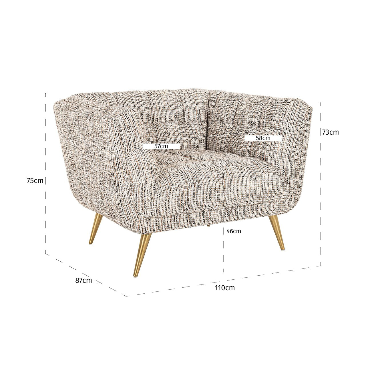 Richmond Fauteuil 'Huxley' Be Trendy, kleur Naturel