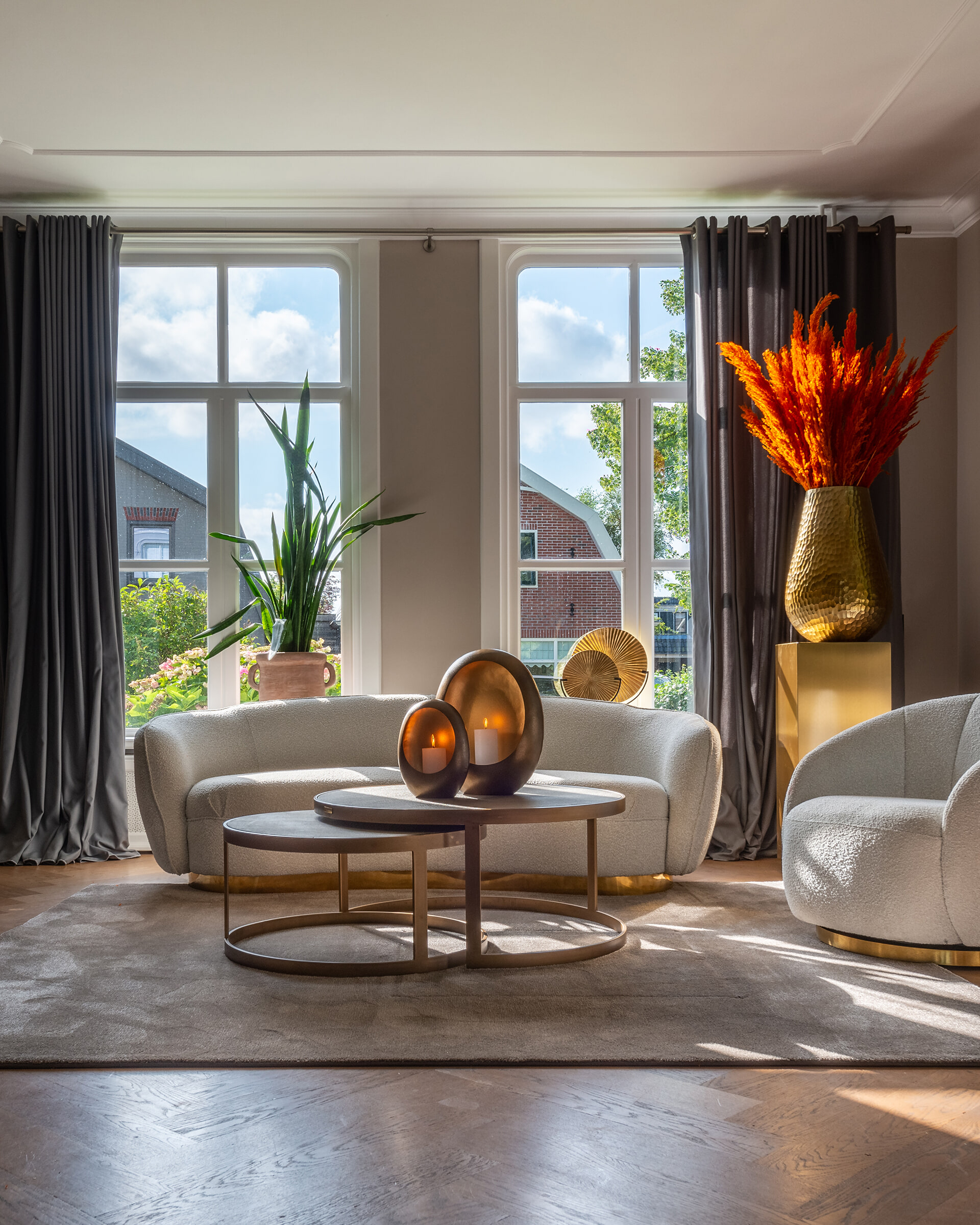 Richmond Salontafel 'Bloomingville' Segrijn / Mat goud, Set van 2 stuks