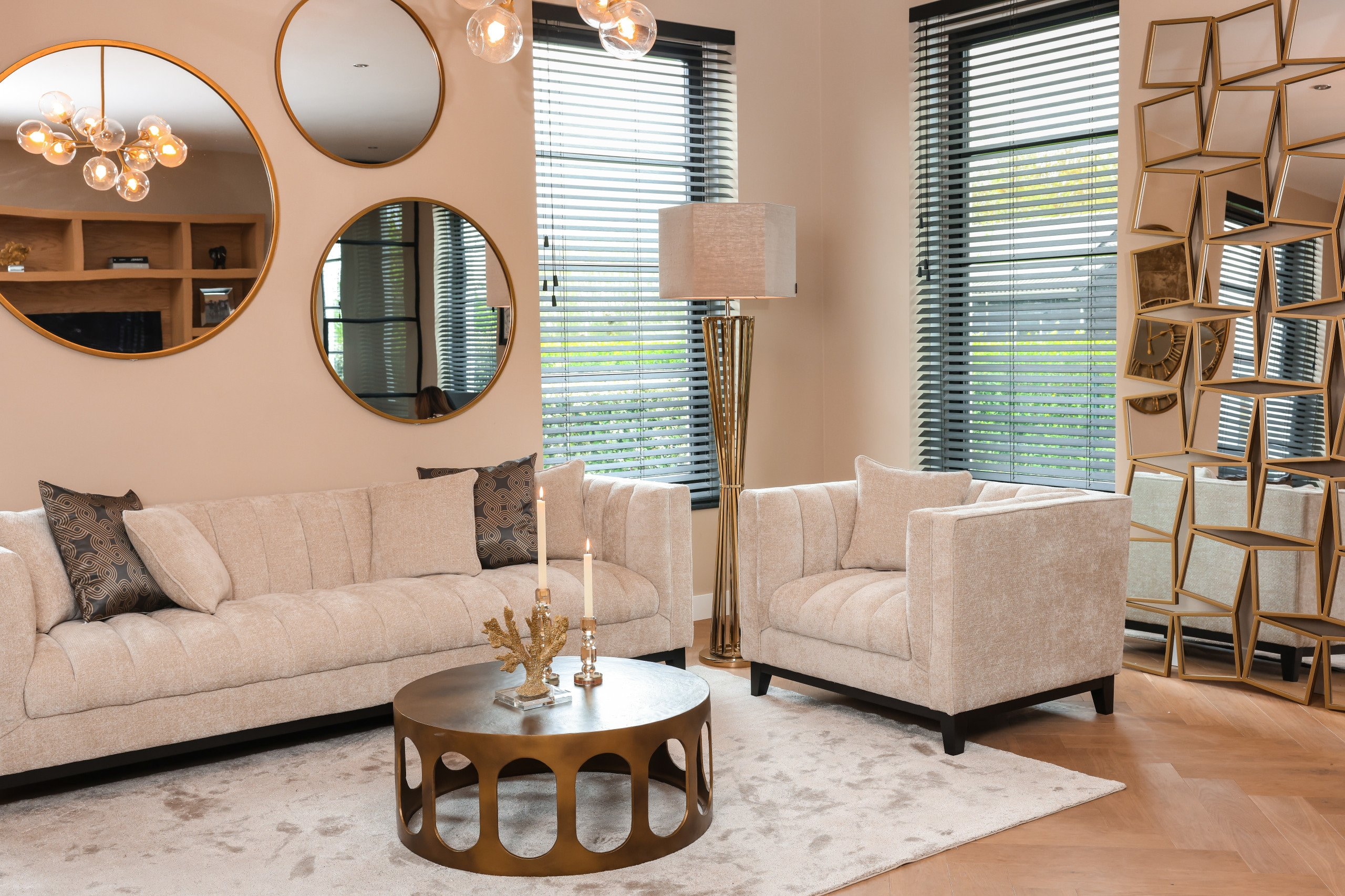 Richmond Ronde Spiegel 'Maevy' 110cm, kleur Goud