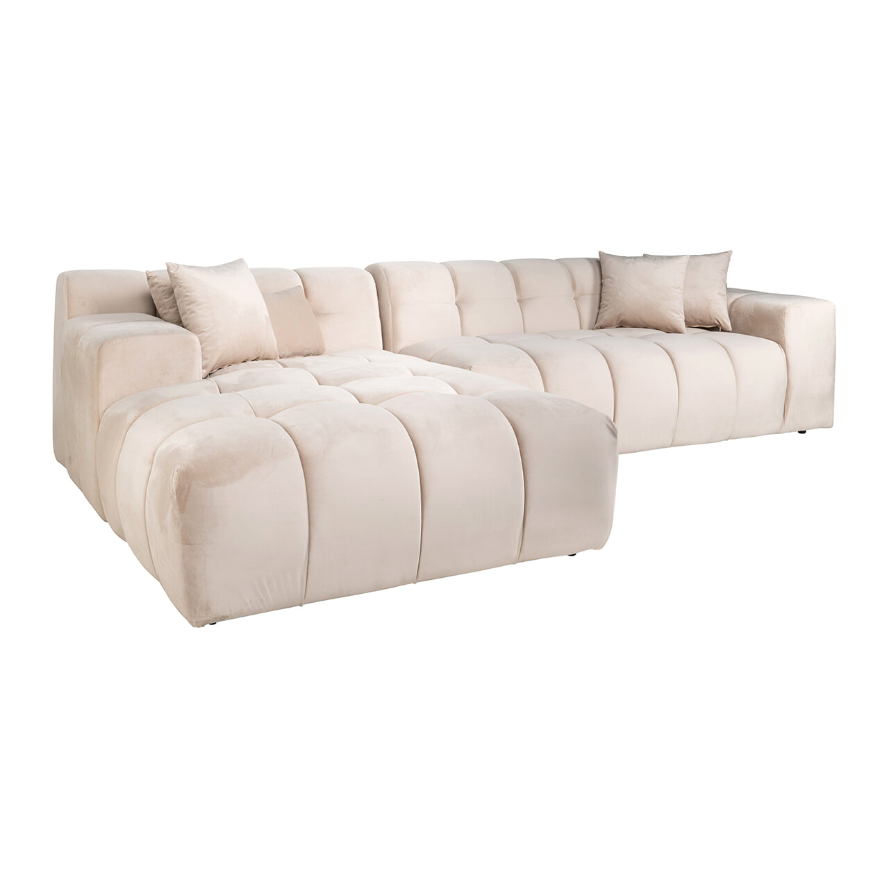 Richmond 3-zits Loungebank 'Cube' Velvet, Links, kleur Zand